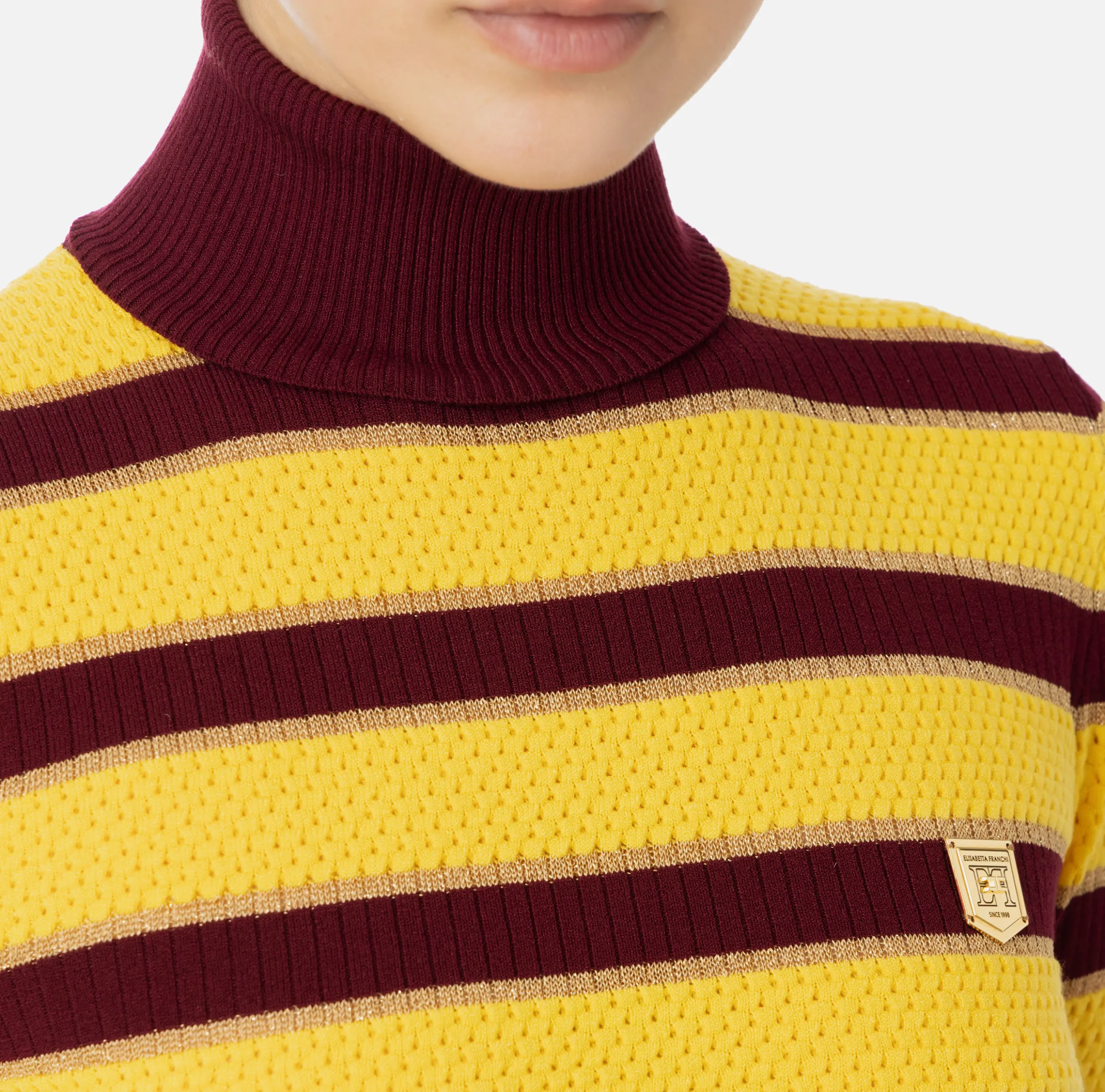 Maglia cropped in viscosa lurex a righe