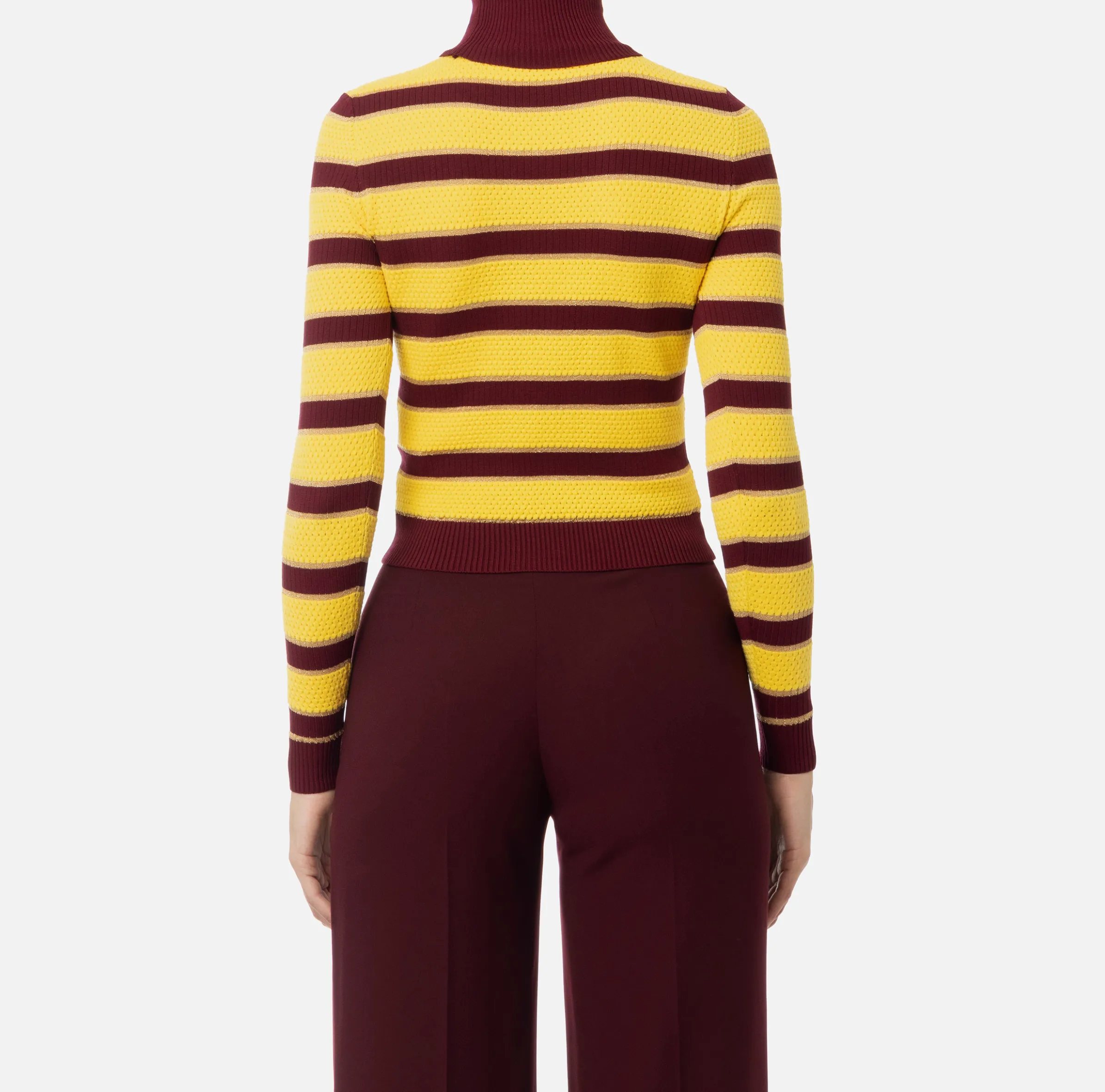 Maglia cropped in viscosa lurex a righe
