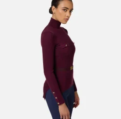 Maglia dolcevita in lyocell e seta a costine con ricamo logo