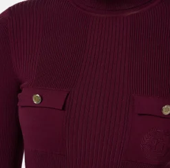 Maglia dolcevita in lyocell e seta a costine con ricamo logo