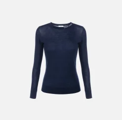 Maglia in lana merino con logo jacquard in contrasto