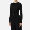 Maglia in lana merino con logo jacquard in contrasto