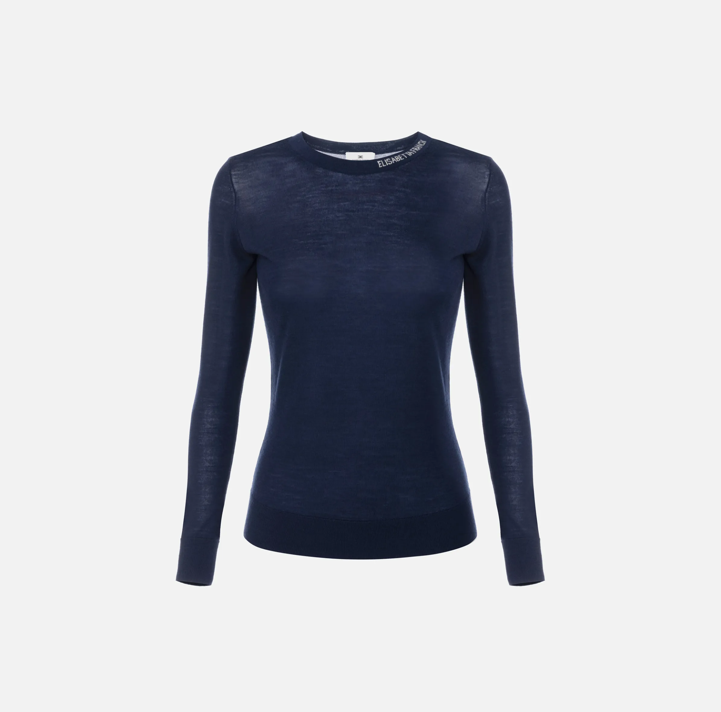 Maglia in lana merino con logo jacquard in contrasto
