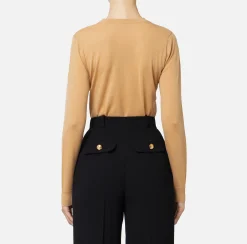 Maglia in lana merino con logo jacquard in contrasto