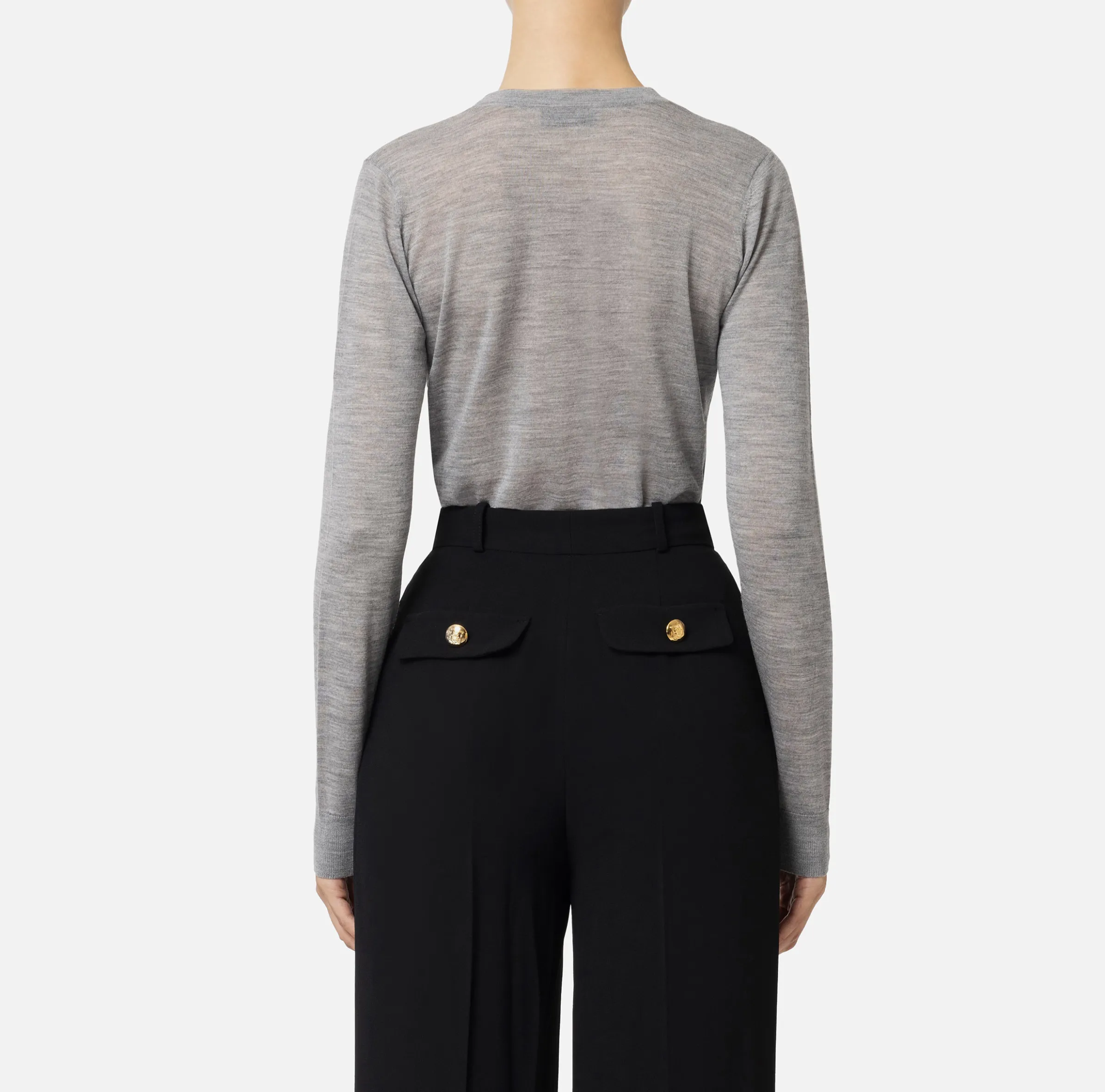 Maglia in lana merino con logo jacquard in contrasto