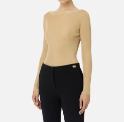 Maglia in viscosa a costina plissé