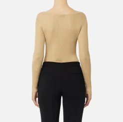 Maglia in viscosa a costina plissé