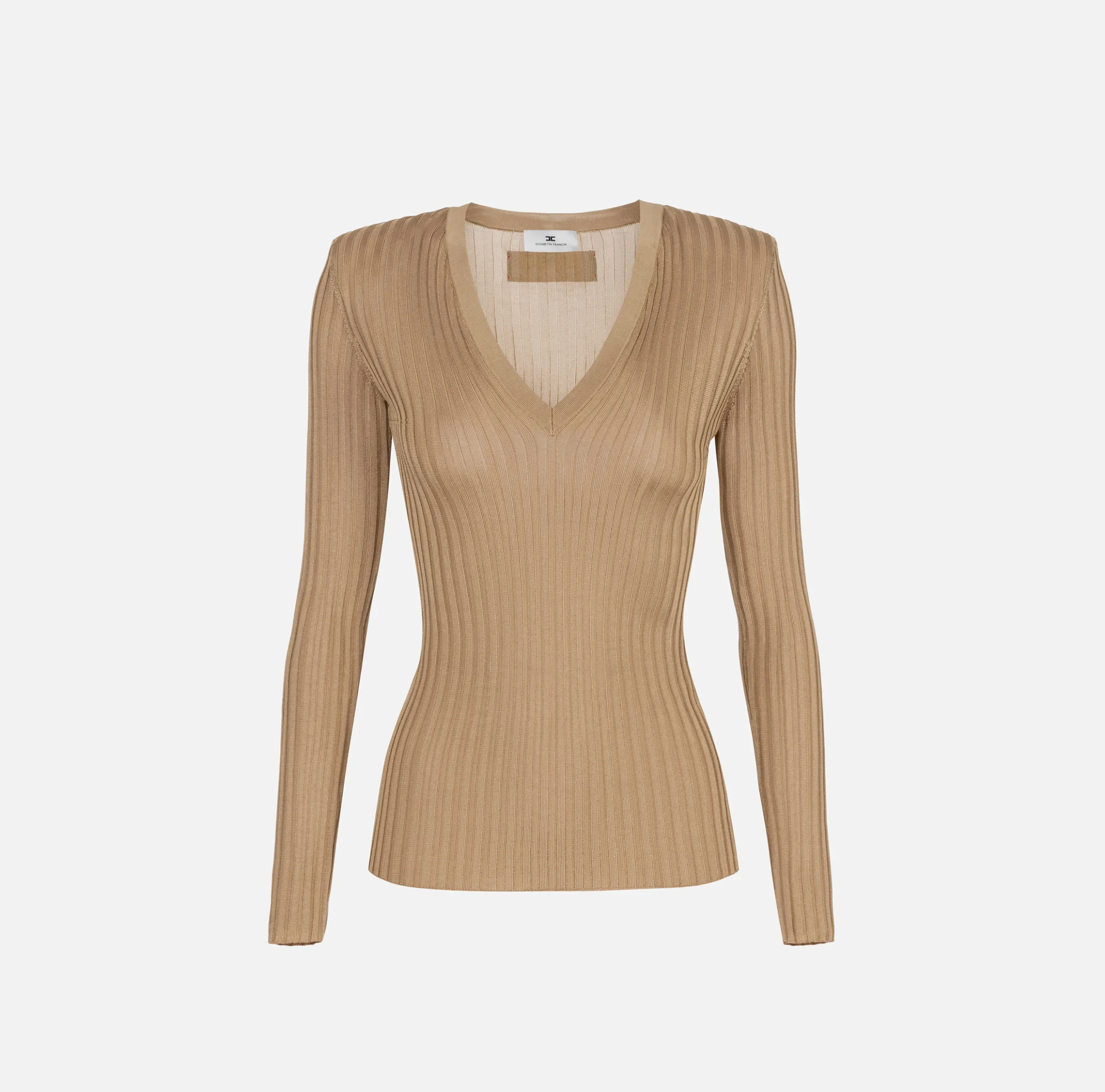 Maglia in viscosa lucida a costine