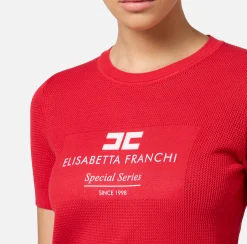 Maglia in viscosa punto rete con intarsio