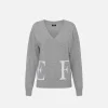 Maglia incrociata in lana con logo