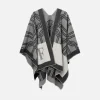 Mantella in lana jacquard con lettering