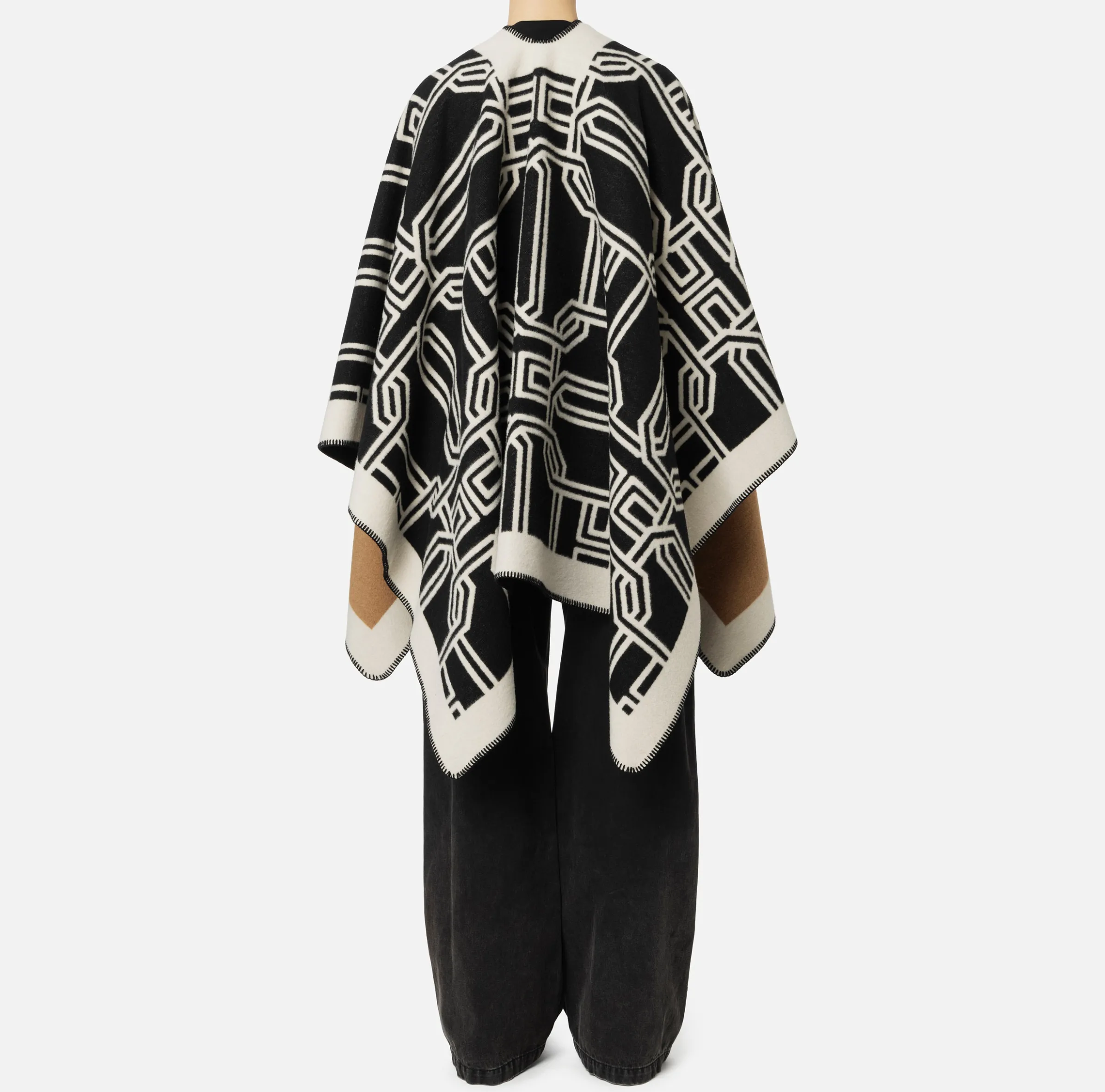 Mantella in lana jacquard con lettering