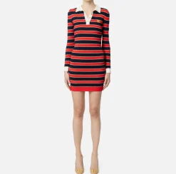 Miniabito a polo in viscosa lurex a righe