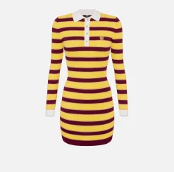 Miniabito a polo in viscosa lurex a righe