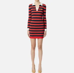 Miniabito a polo in viscosa lurex a righe