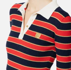 Miniabito a polo in viscosa lurex a righe