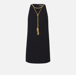 Miniabito boxy in crêpe con collana