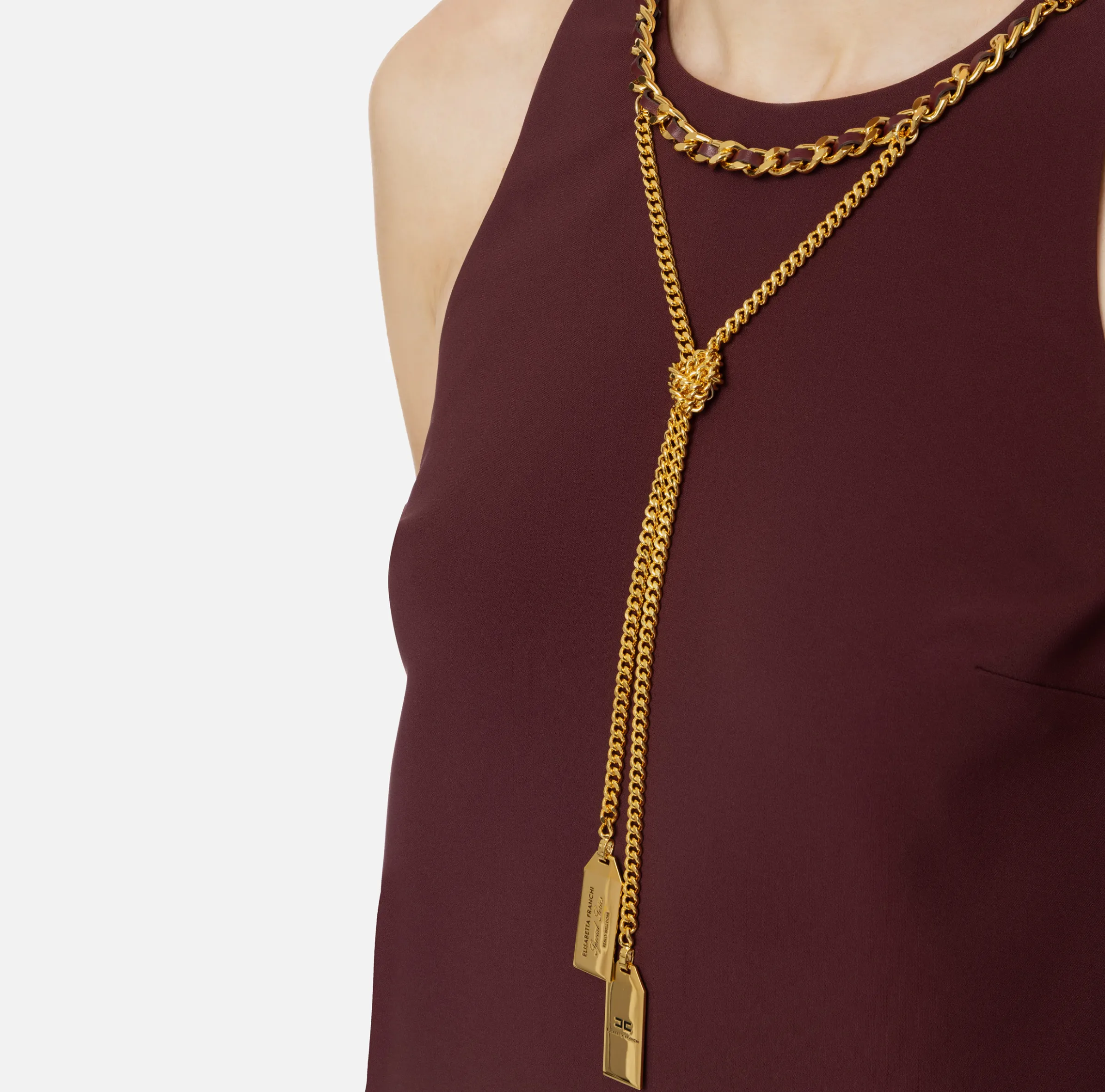 Miniabito boxy in crêpe con collana