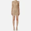 Miniabito boxy in tulle ricamato con paillettes