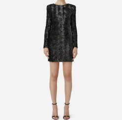 Miniabito boxy in tulle ricamato con paillettes