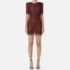Miniabito boxy in tulle ricamato con paillettes
