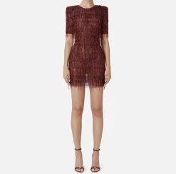 Miniabito boxy in tulle ricamato con paillettes