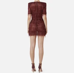 Miniabito boxy in tulle ricamato con paillettes