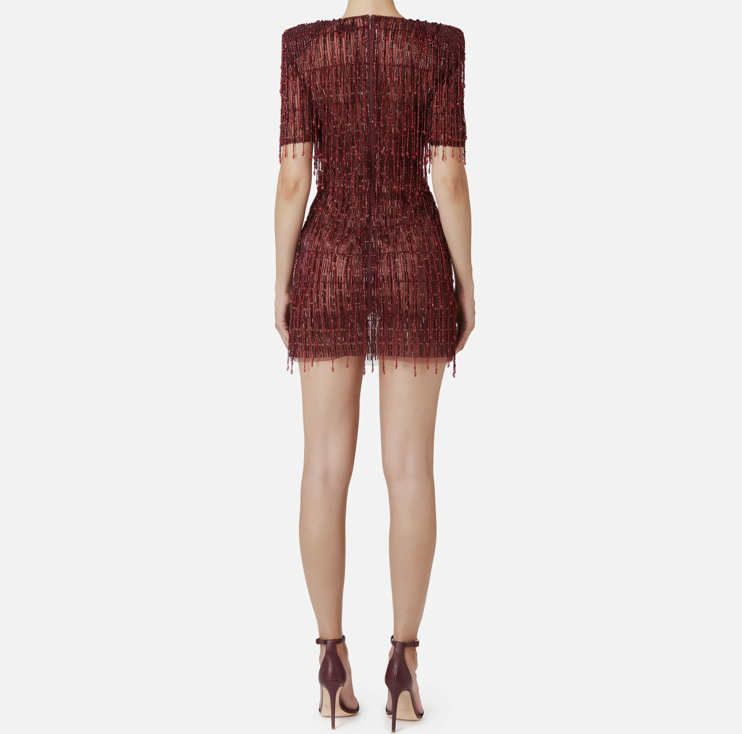Miniabito boxy in tulle ricamato con paillettes