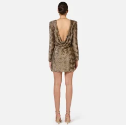 Miniabito boxy in tulle ricamato con paillettes