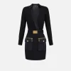 Miniabito con camicia incrociata e gonna con tasche