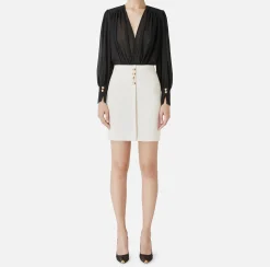 Miniabito in crêpe con blusa in georgette