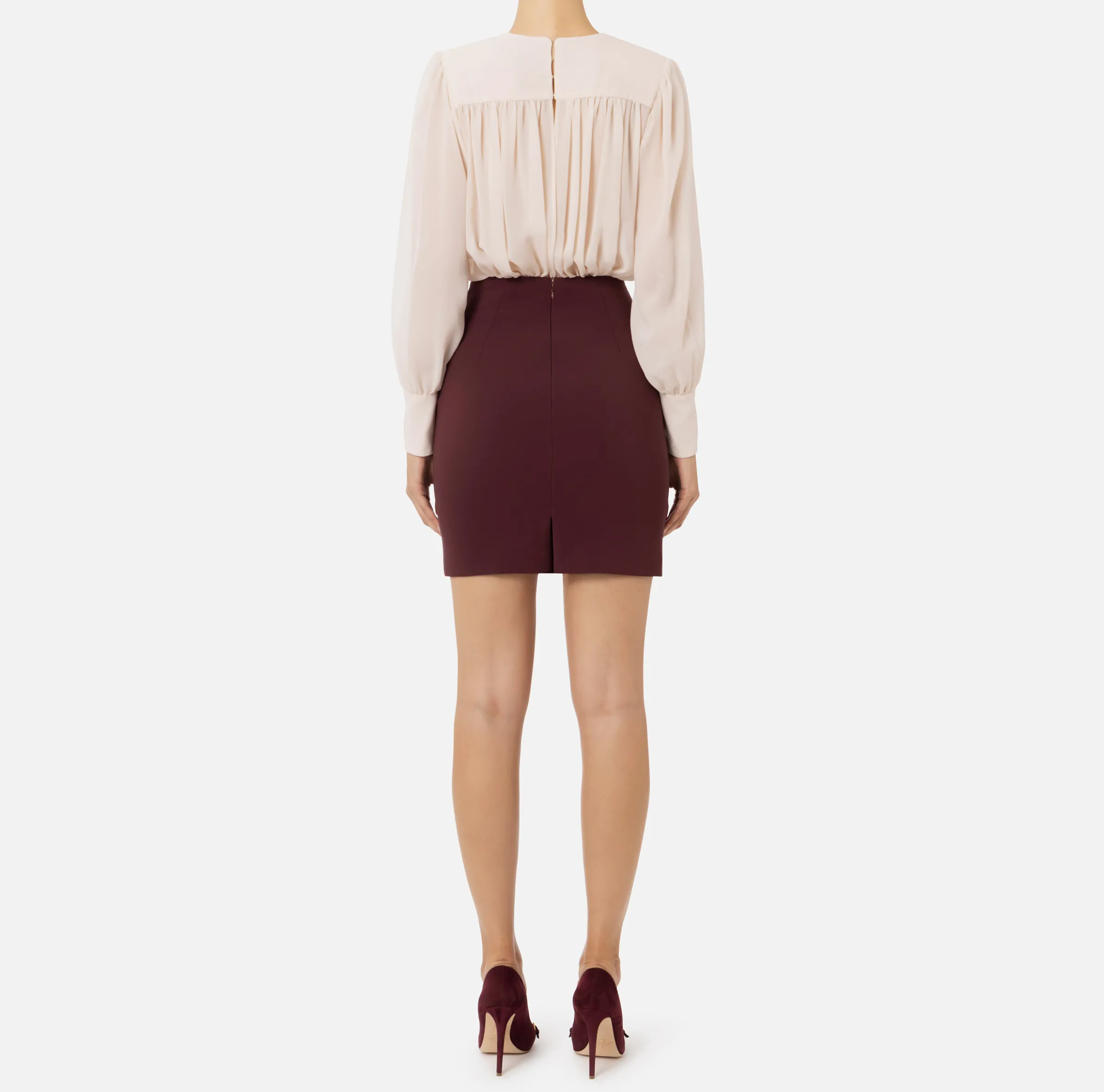 Miniabito in crêpe con blusa in georgette