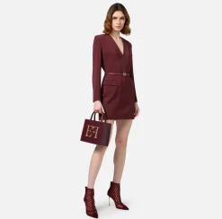Miniabito in fresco di lana stretch con cintura