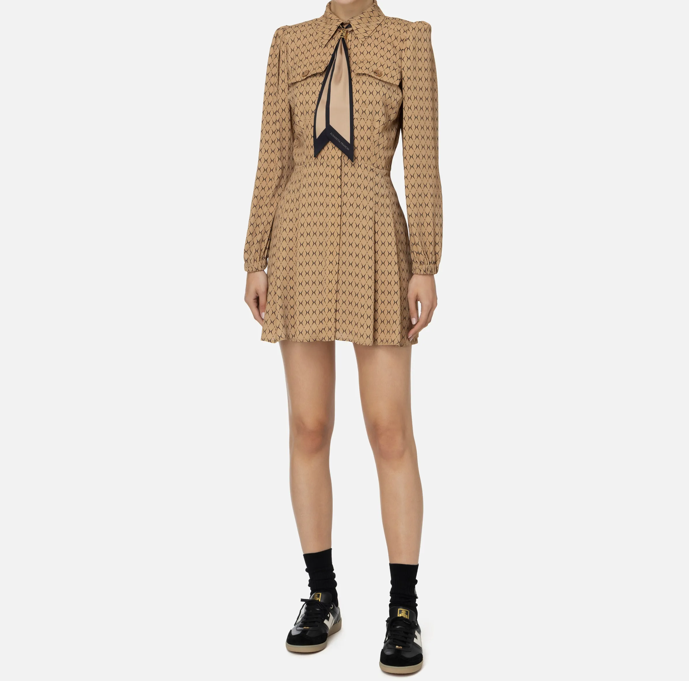 Miniabito in georgette stampa rombo con foulard