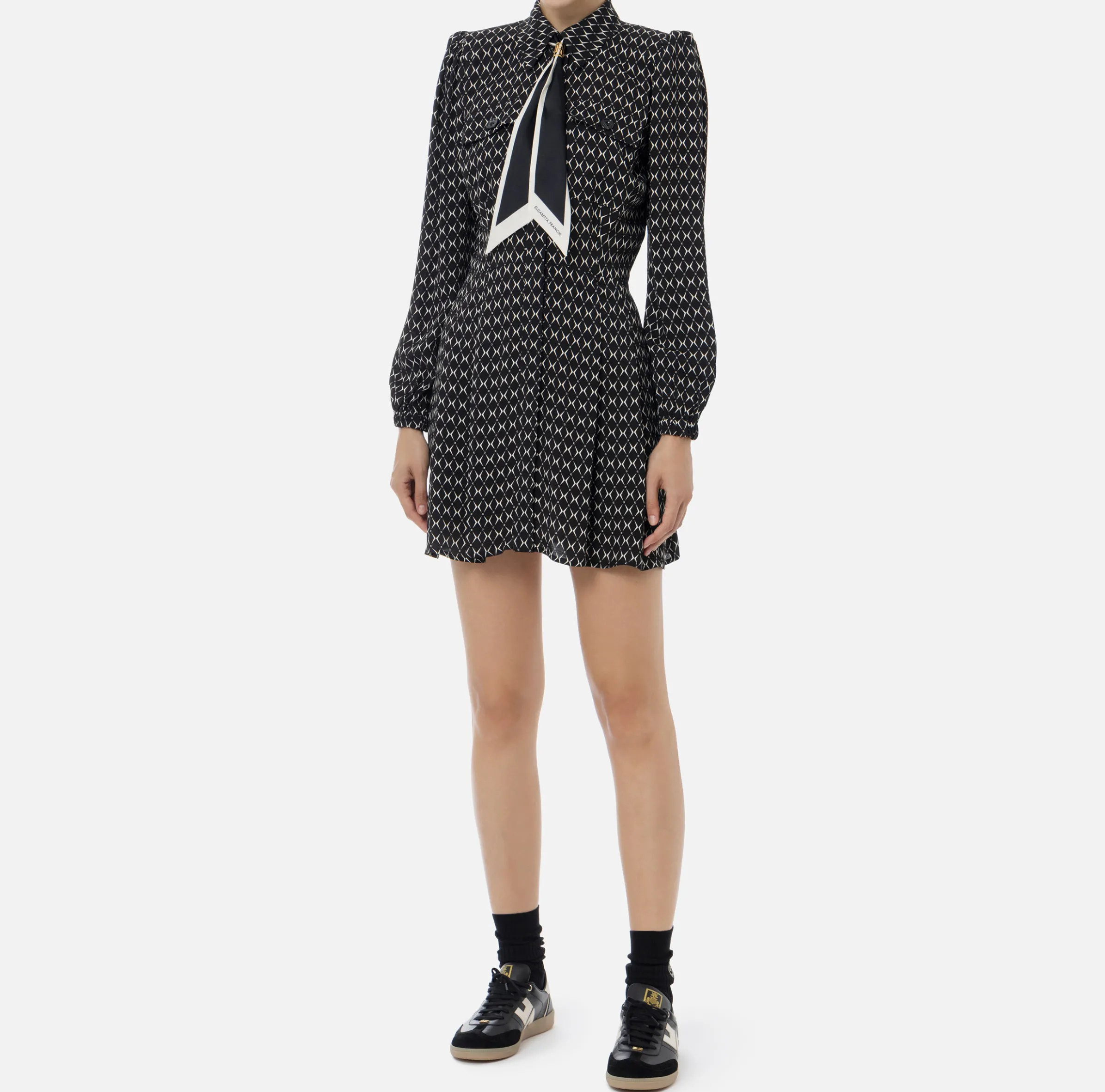 Miniabito in georgette stampa rombo con foulard