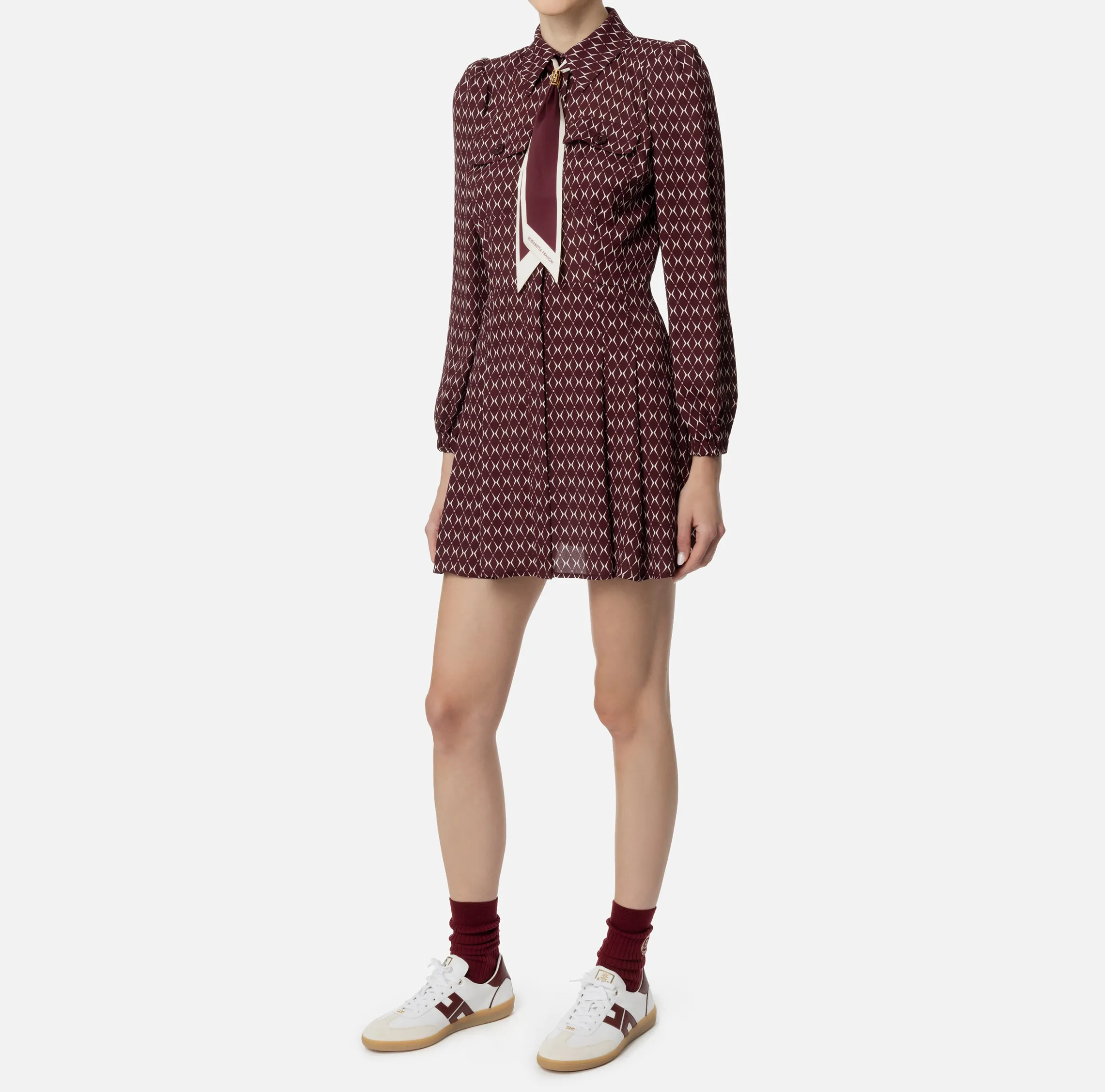 Miniabito in georgette stampa rombo con foulard