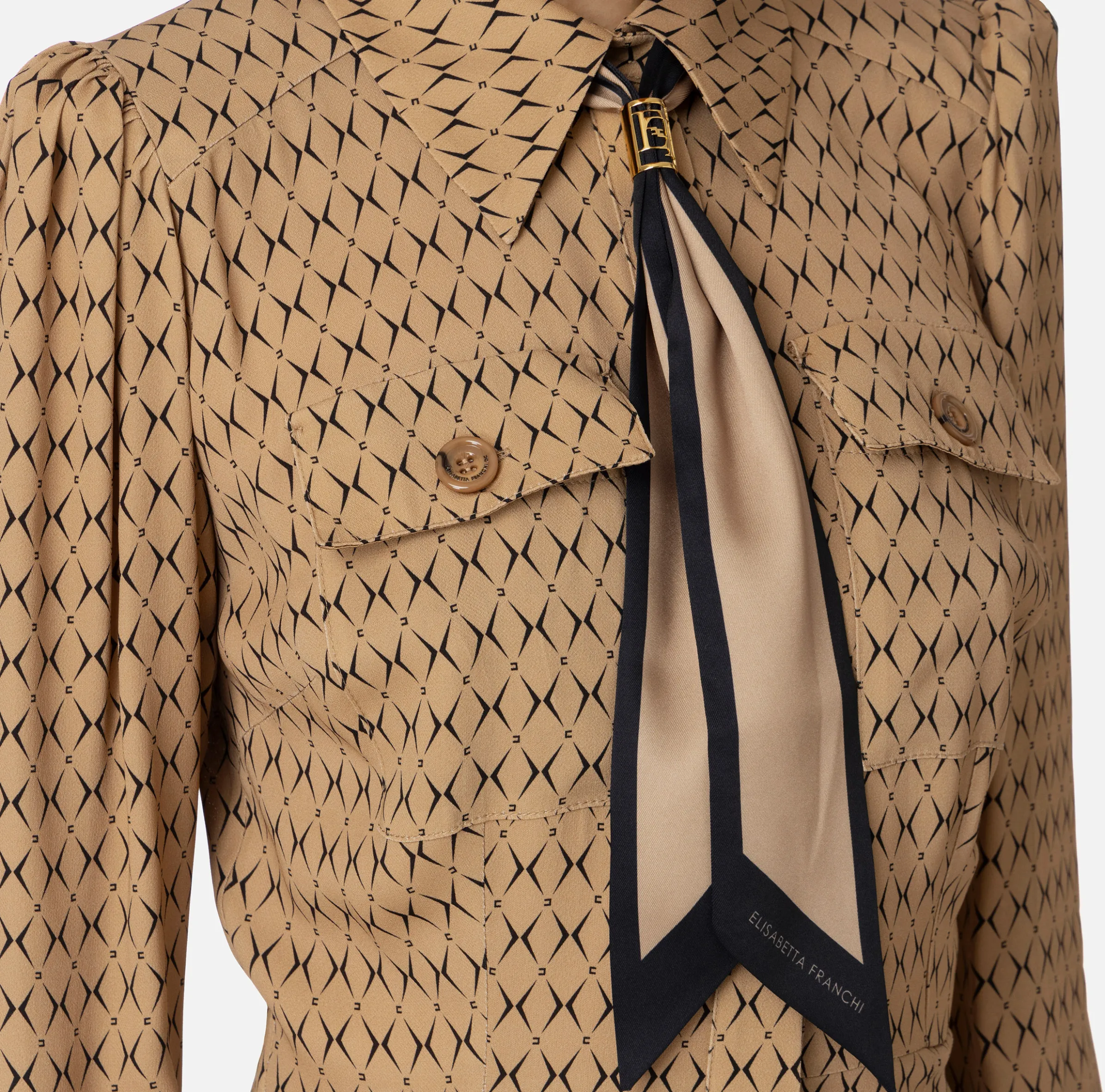 Miniabito in georgette stampa rombo con foulard