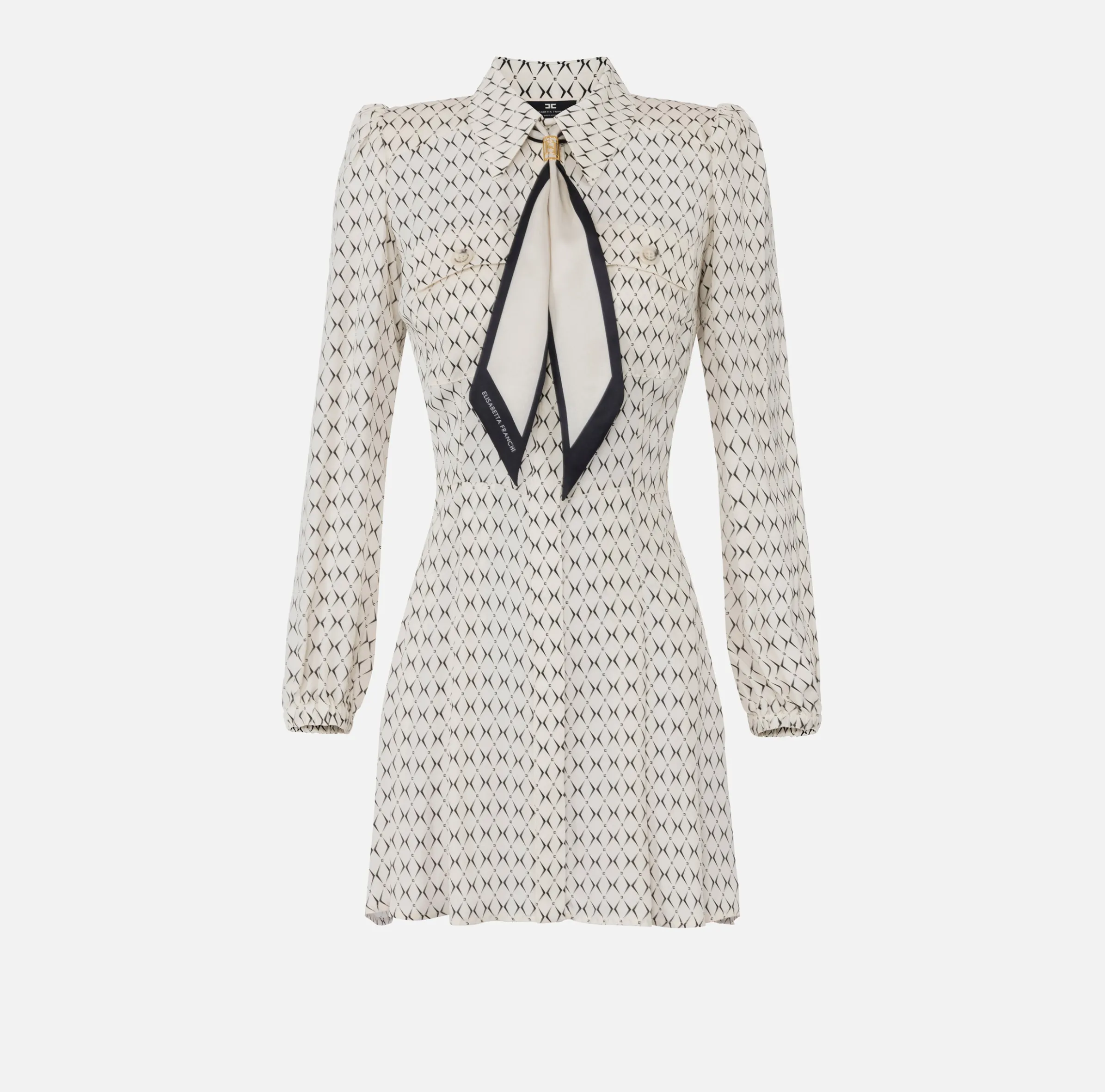 Miniabito in georgette stampa rombo con foulard