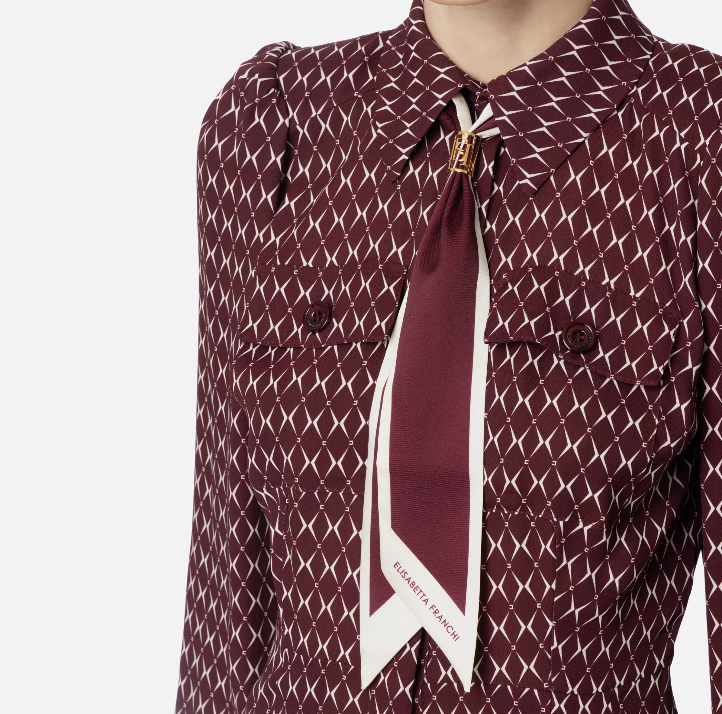 Miniabito in georgette stampa rombo con foulard