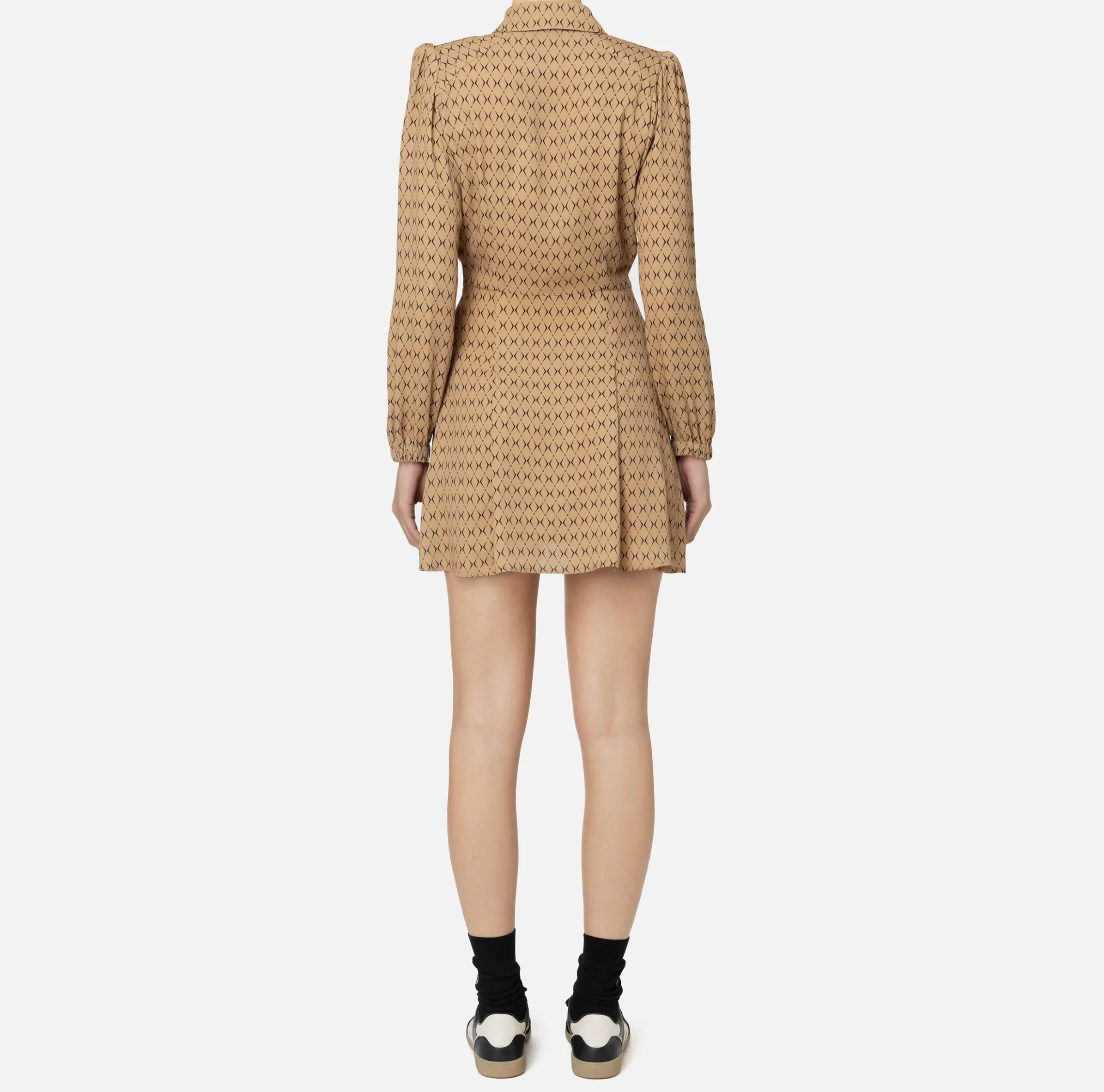 Miniabito in georgette stampa rombo con foulard