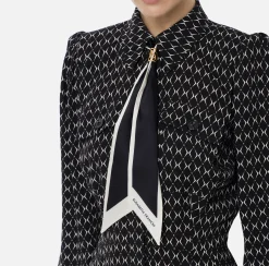 Miniabito in georgette stampa rombo con foulard