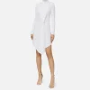Miniabito in jersey con drappeggio e accessorio gioiello