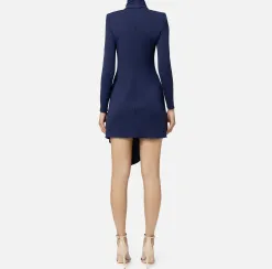 Miniabito in jersey con drappeggio e accessorio gioiello
