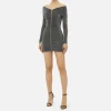 Miniabito in jersey lurex con zip