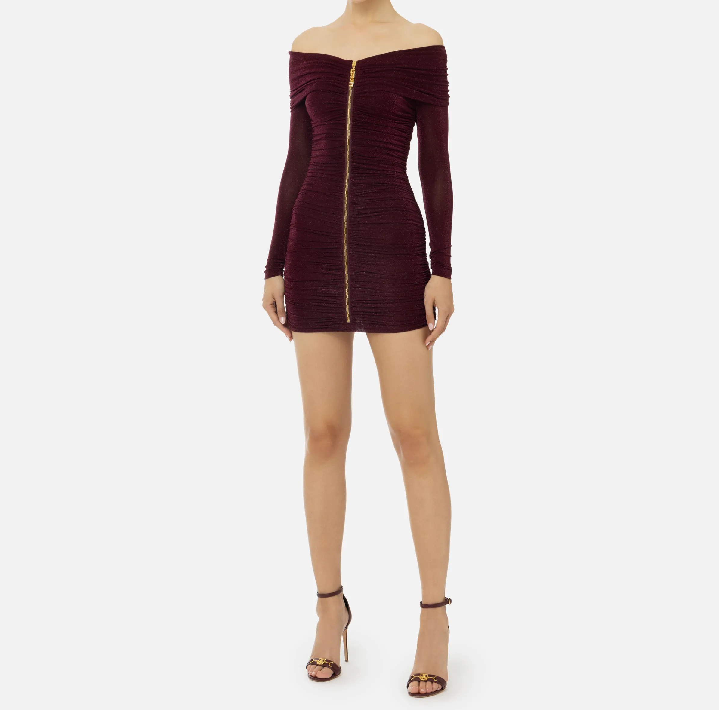 Miniabito in jersey lurex con zip