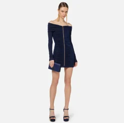 Miniabito in jersey lurex con zip