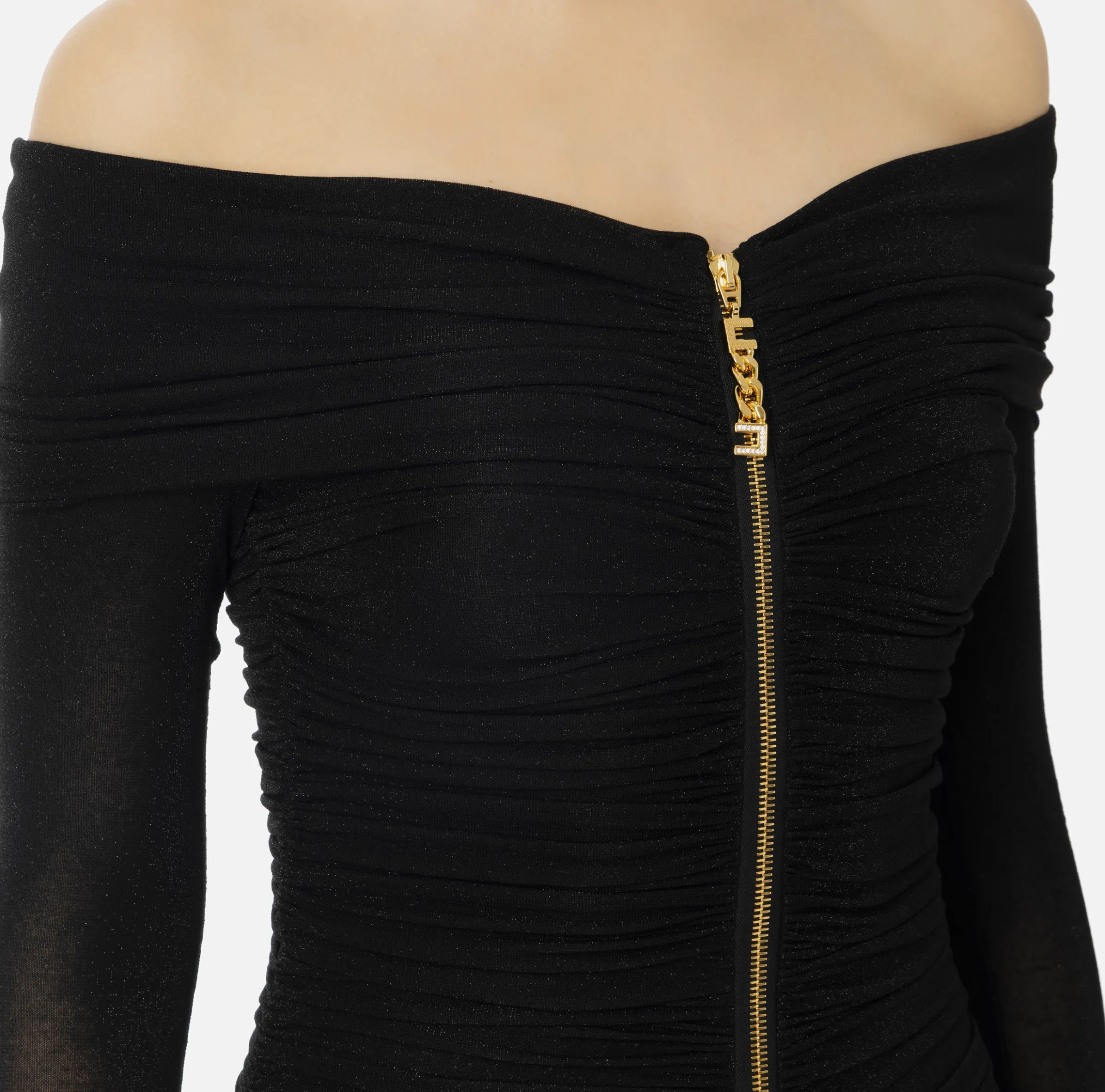 Miniabito in jersey lurex con zip