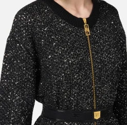 Miniabito in lana con filo paillettes