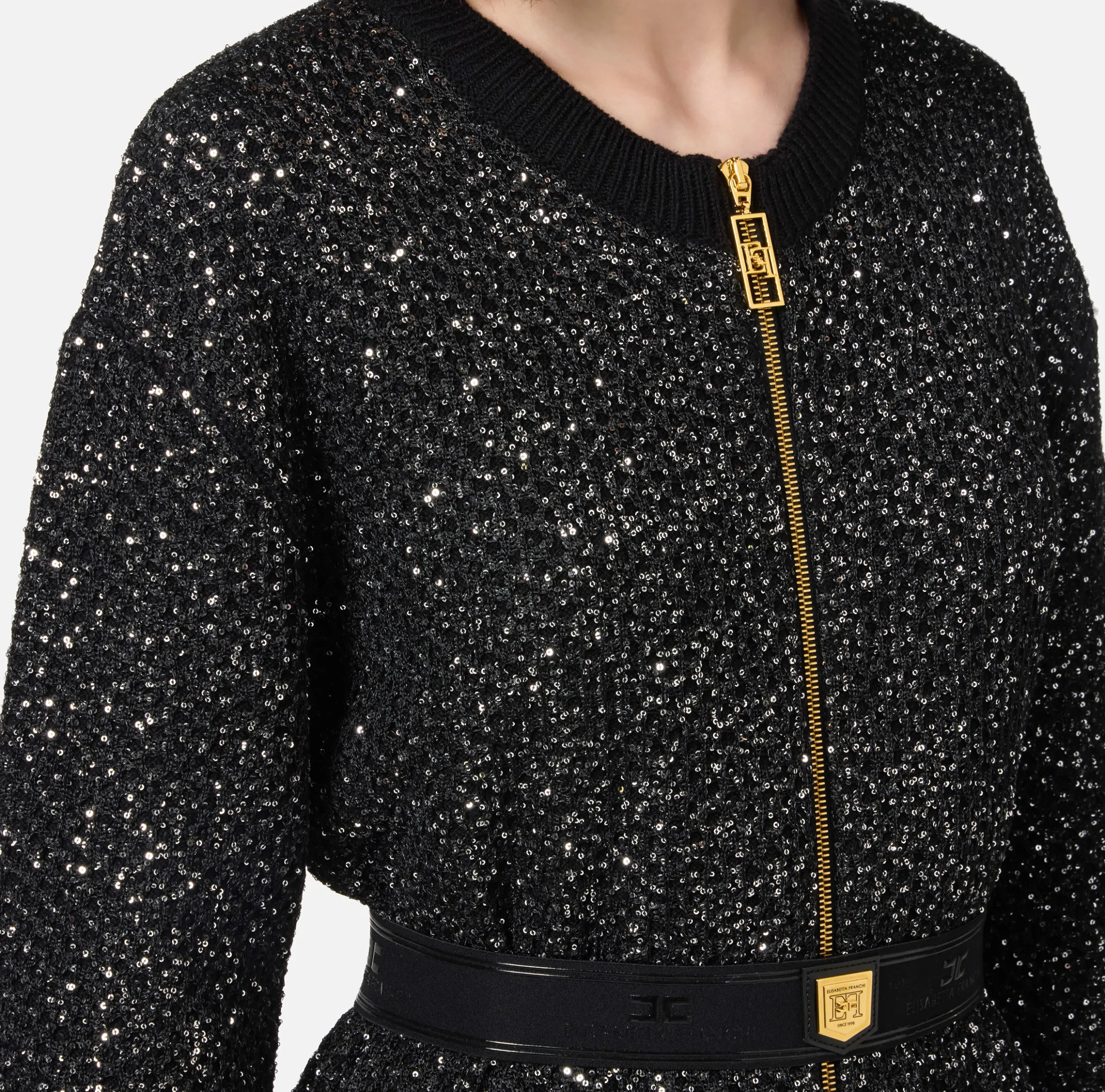 Miniabito in lana con filo paillettes