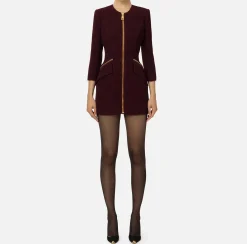 Miniabito in tweed resca con zip